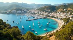 Vue aérienne d'un port de plaisance avec de nombreux bateaux